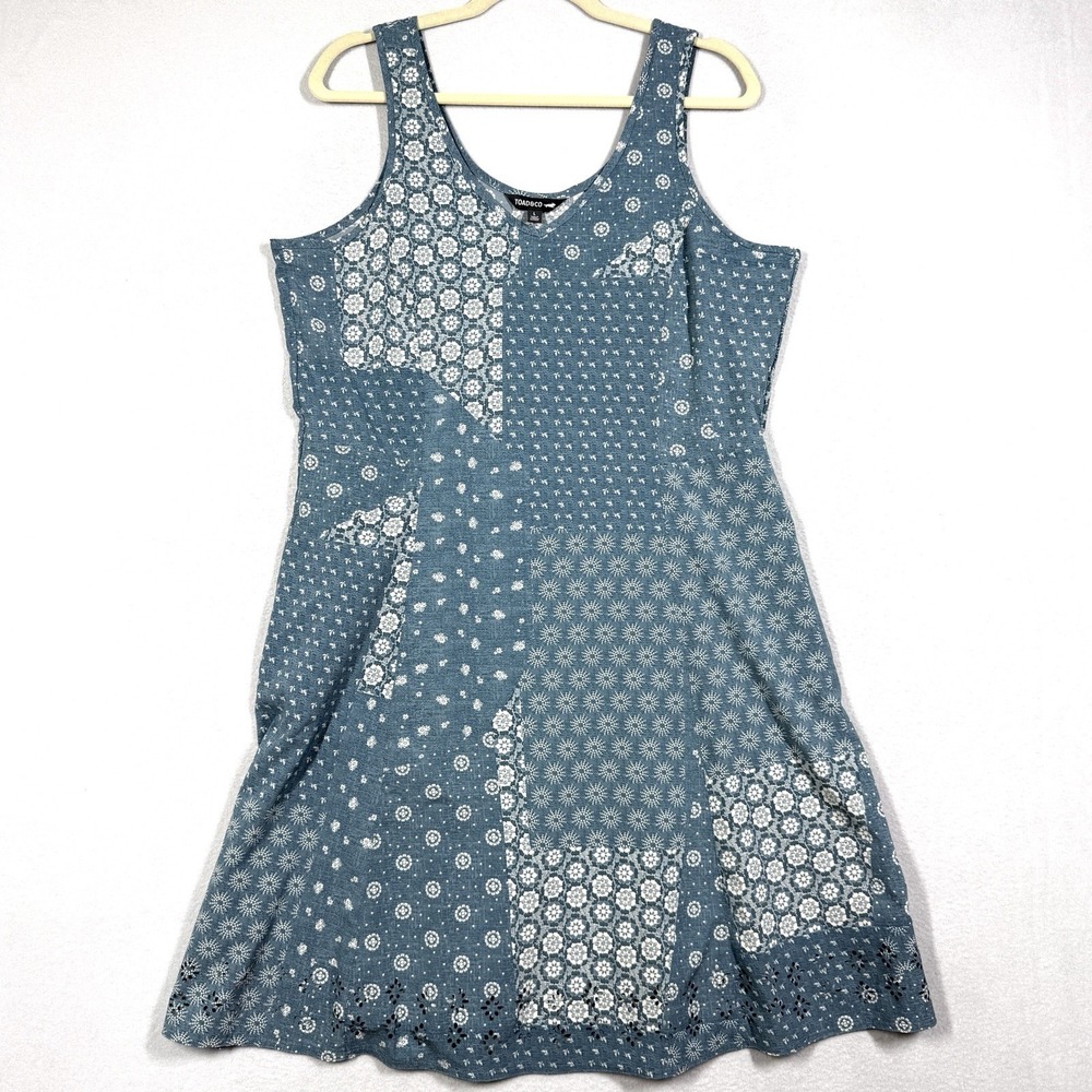 Toad and Co Dress Womens Large Sunkissed Patchwork Print Lightweight Pockets